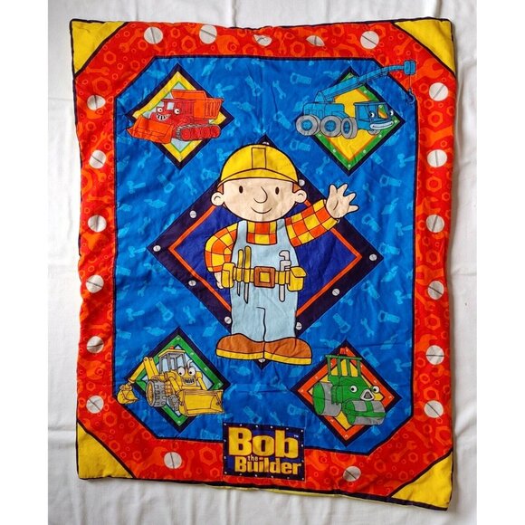 Bob the Builder Handmade Blanket Retro 40" x 33" Tractor Dozer "Can We Fix It?" - Picture 1 of 5